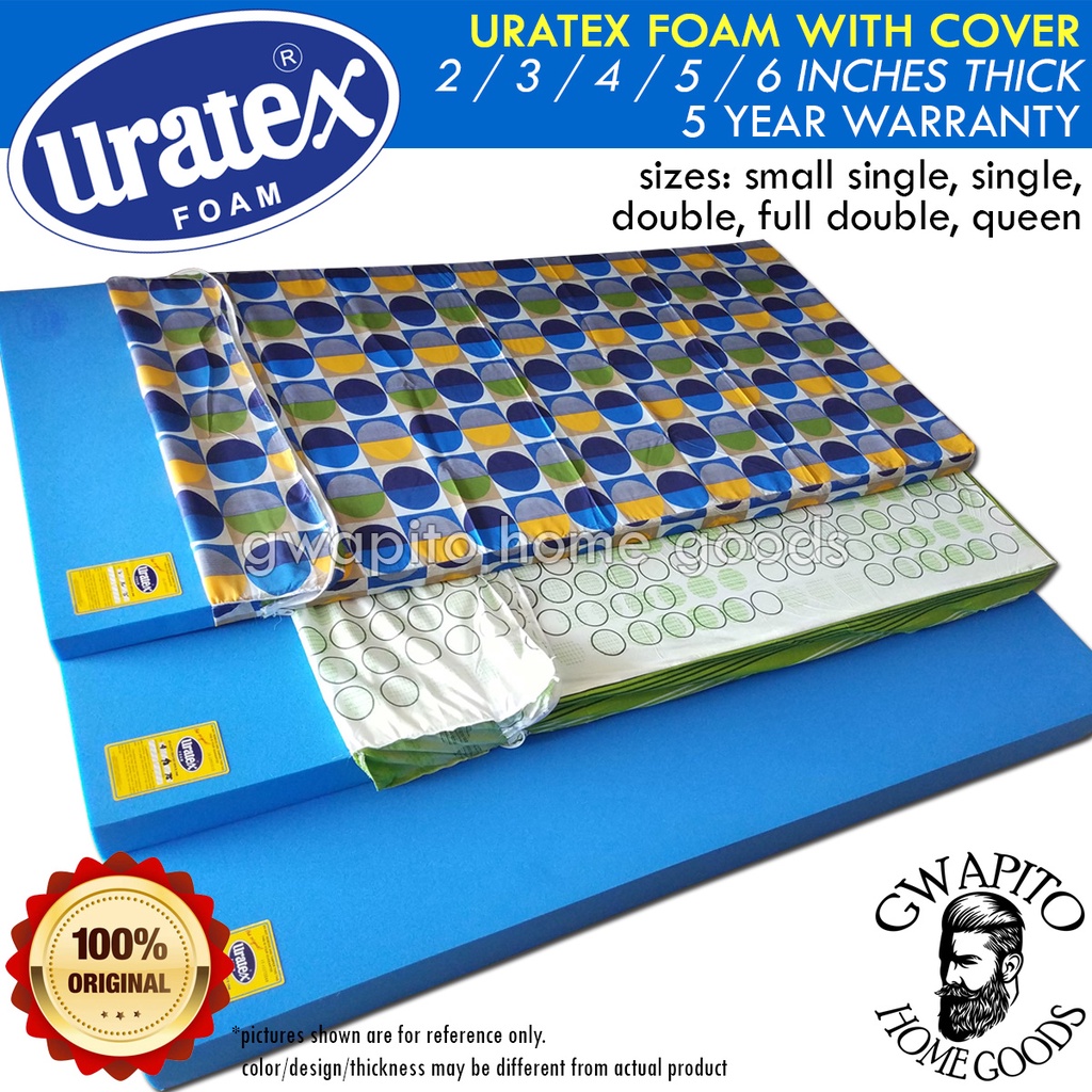 Uratex Foam with Cover 2 / 3 / 4 / 5 / 6 inches 100 ORIGINAL ( Single