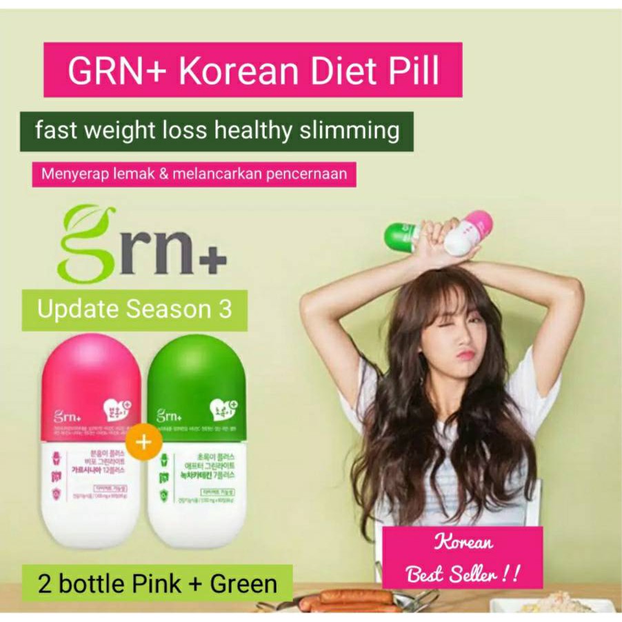 GRN+ grn Korean Diet Pill upgrade Season 3 season3 (Pink Green 2bottle