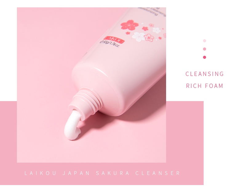 LAIKOU FDA Japan Sakura Foam Cleanser Cherry Blossoms Face Wash Oil Control Brightening Skin
