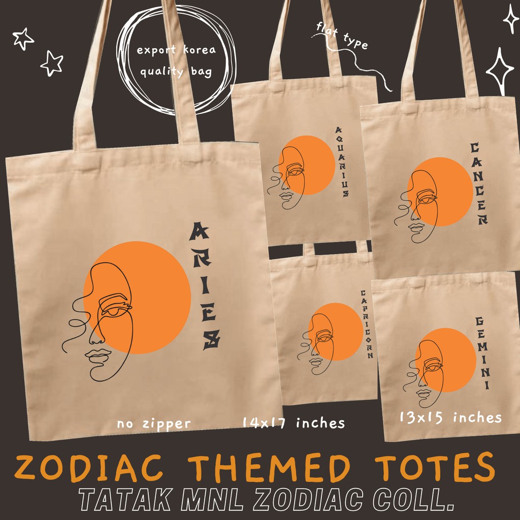 JAPANESE DESIGNED ZODIAC THEMED TOTE BAGS Shopee Philippines