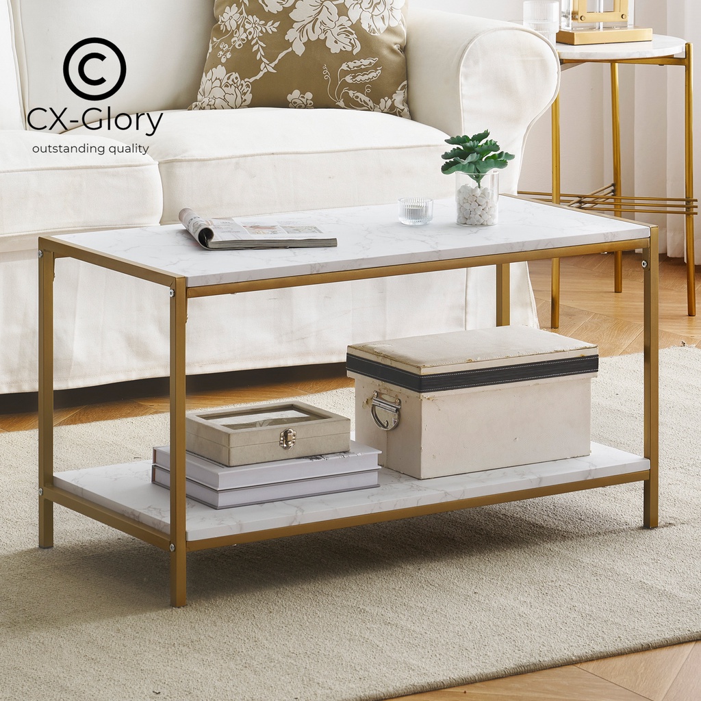 Marble Coffee Tables for Living Room, Modern Cocktail Table with