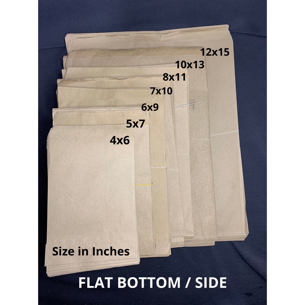 Plain "FLAT" kraft brown paper notion bag (approximately 100/50 pcs