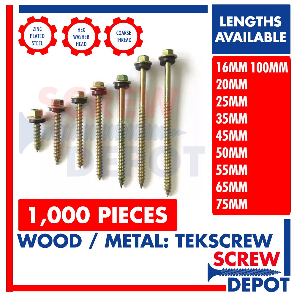 1000PCS 1 inch to 4 inches Metal and Wood Tekscrew / Tek Roof Teks Tex
