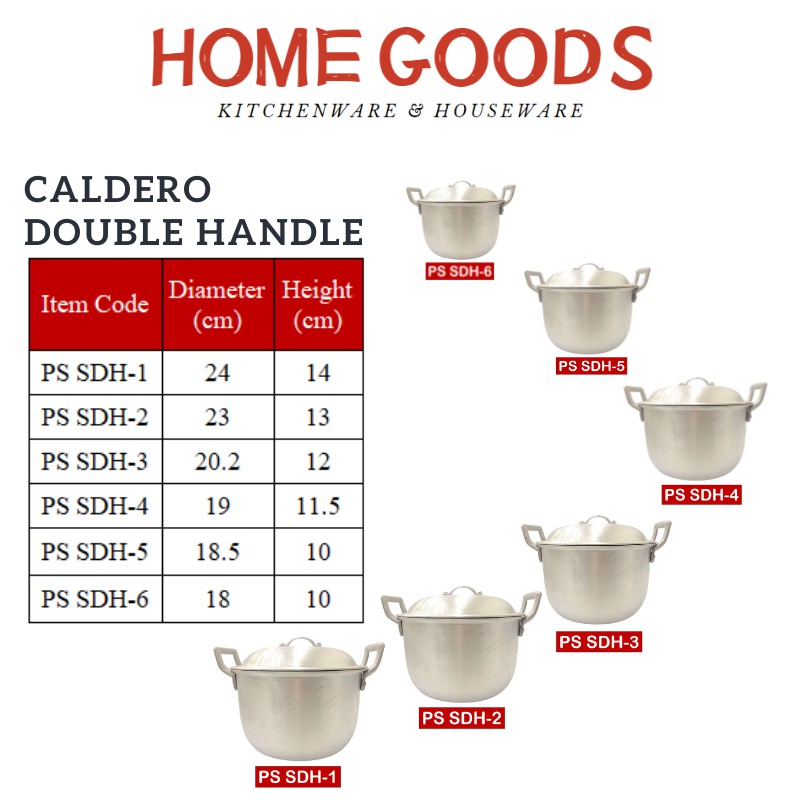 HOME GOODS Pot Aluminum Caldero Double Handle From 1 Big to 6 Small Shopee Philippines