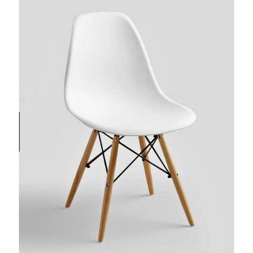 Nordic Office Dining Chair (White) PP chair wooden legs with metal