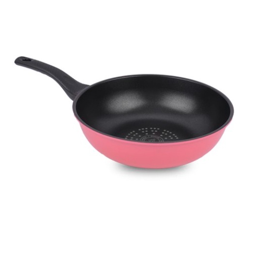 [KITCHEN ART]Korean Pastel Pink Frying Pan NonStick 5 Layer Coating Aluminium Wok Shopee