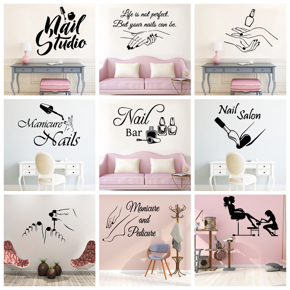 Creative Wall Decal Nail Salon Wall Art Stickers Vinyl Decals For Nail Salon Room Decor Sticker