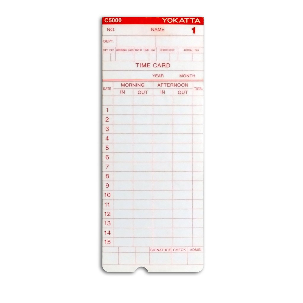 Yokatta C5000 Time Cards for Bundy Clock 100 Pcs. Shopee Philippines