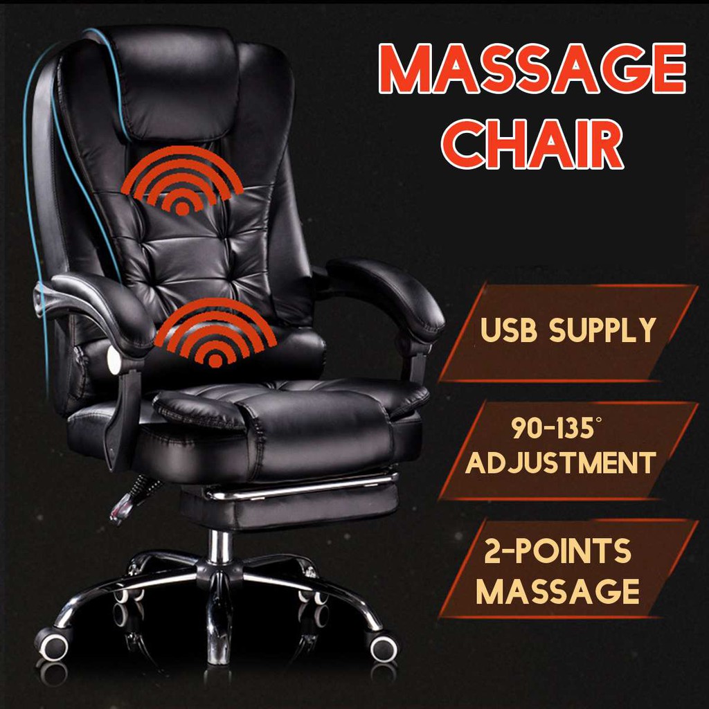 Leather Office Chair Boos High Back Executive Office Chair USB Massage