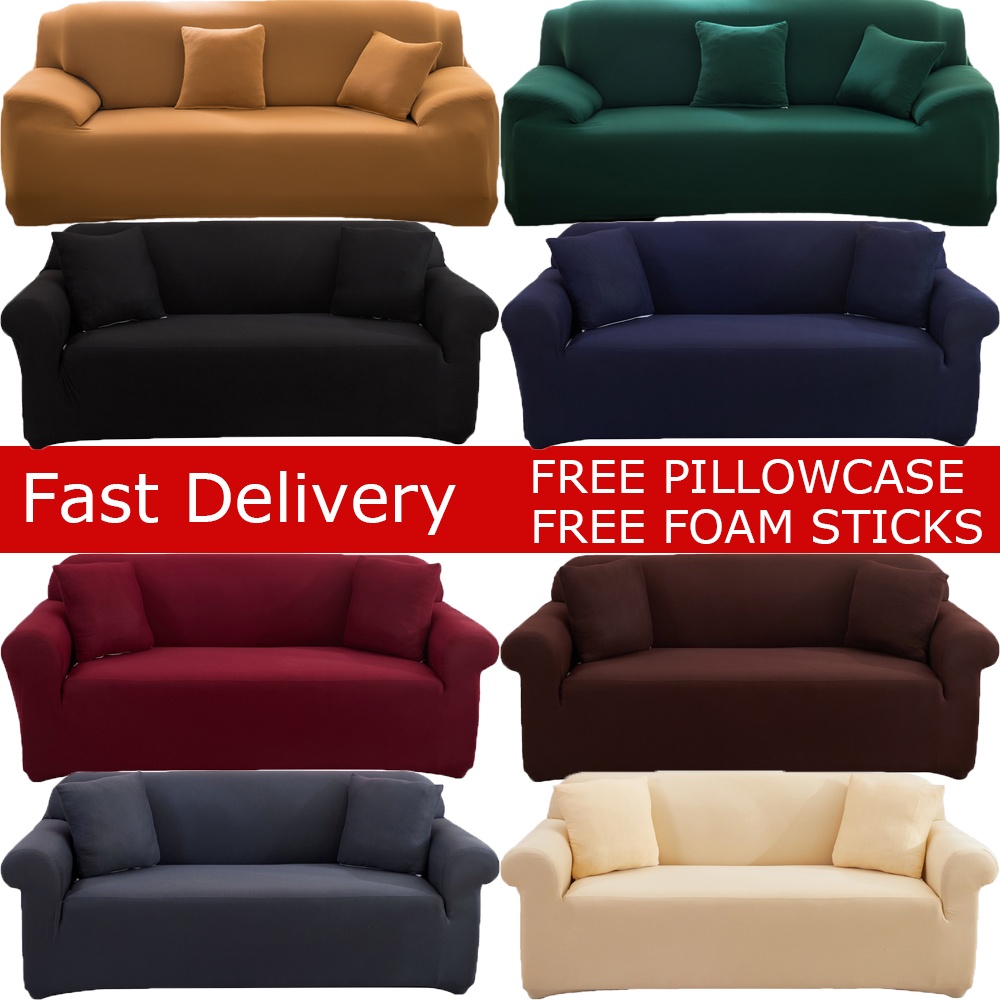 [COD] 1/2/3/4 seat Sofa Cover Lshaped Elastic NonSlip Sofa Cover