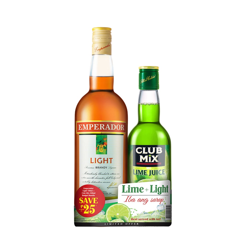 Emperador Light Brandy 750ml With Club Mix Lime 350ml Bundle Pack