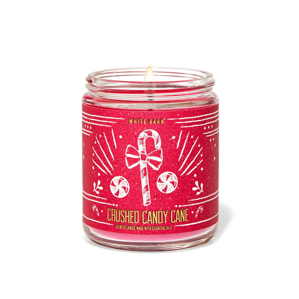 AUTHENTIC Bath and Body Works CRUSHED CANDY CANE Single Wick Candle 7