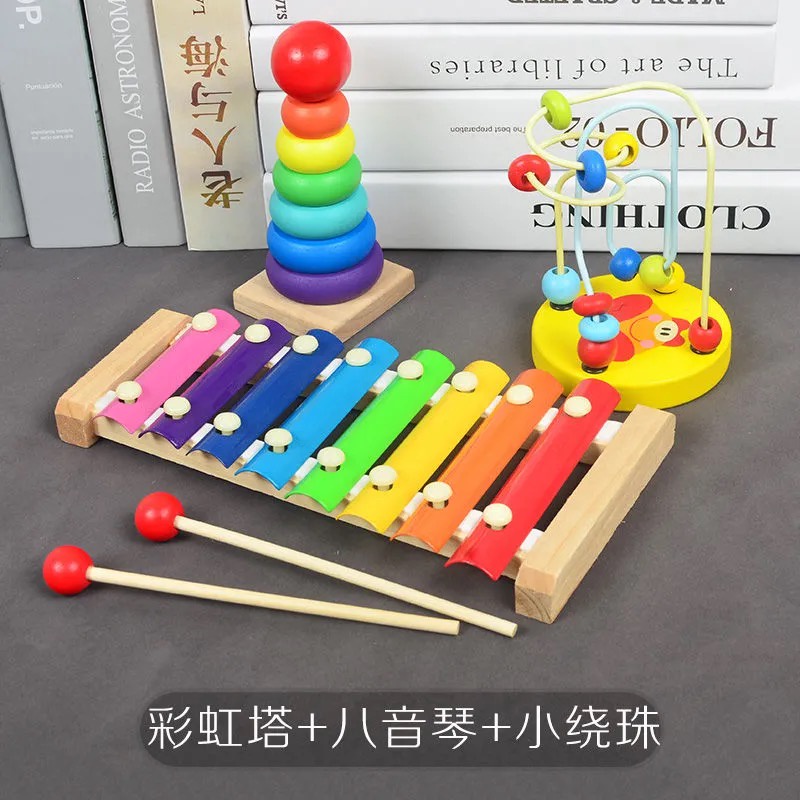 IBOSS Wooden combo set C Spinning bead and Rainbow Tower Stacking and