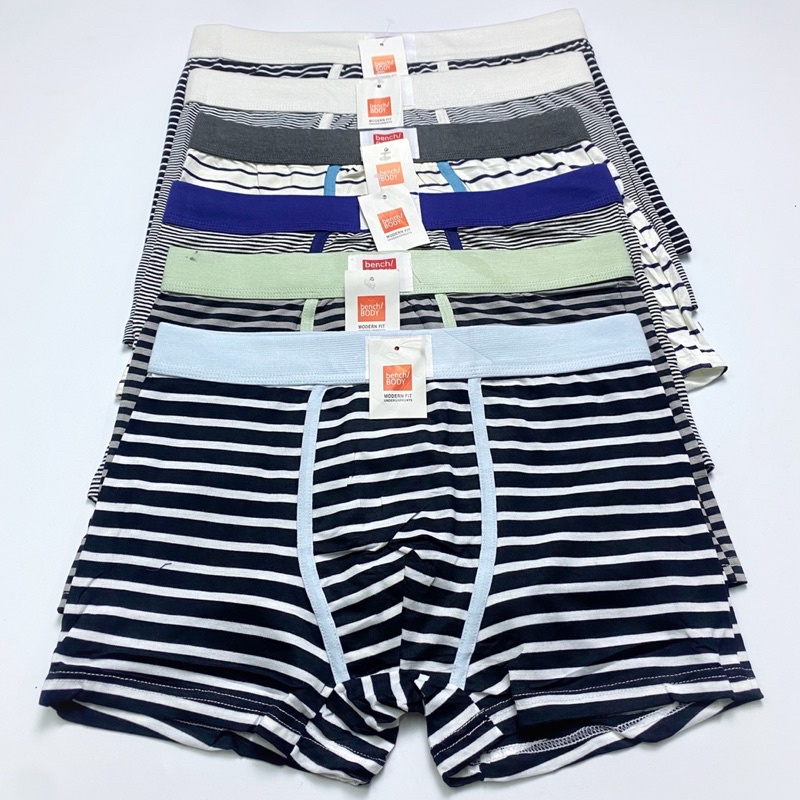 SF 6Pieces Bench Body Men's 100 Cotton Stripe Boxer Briefs High