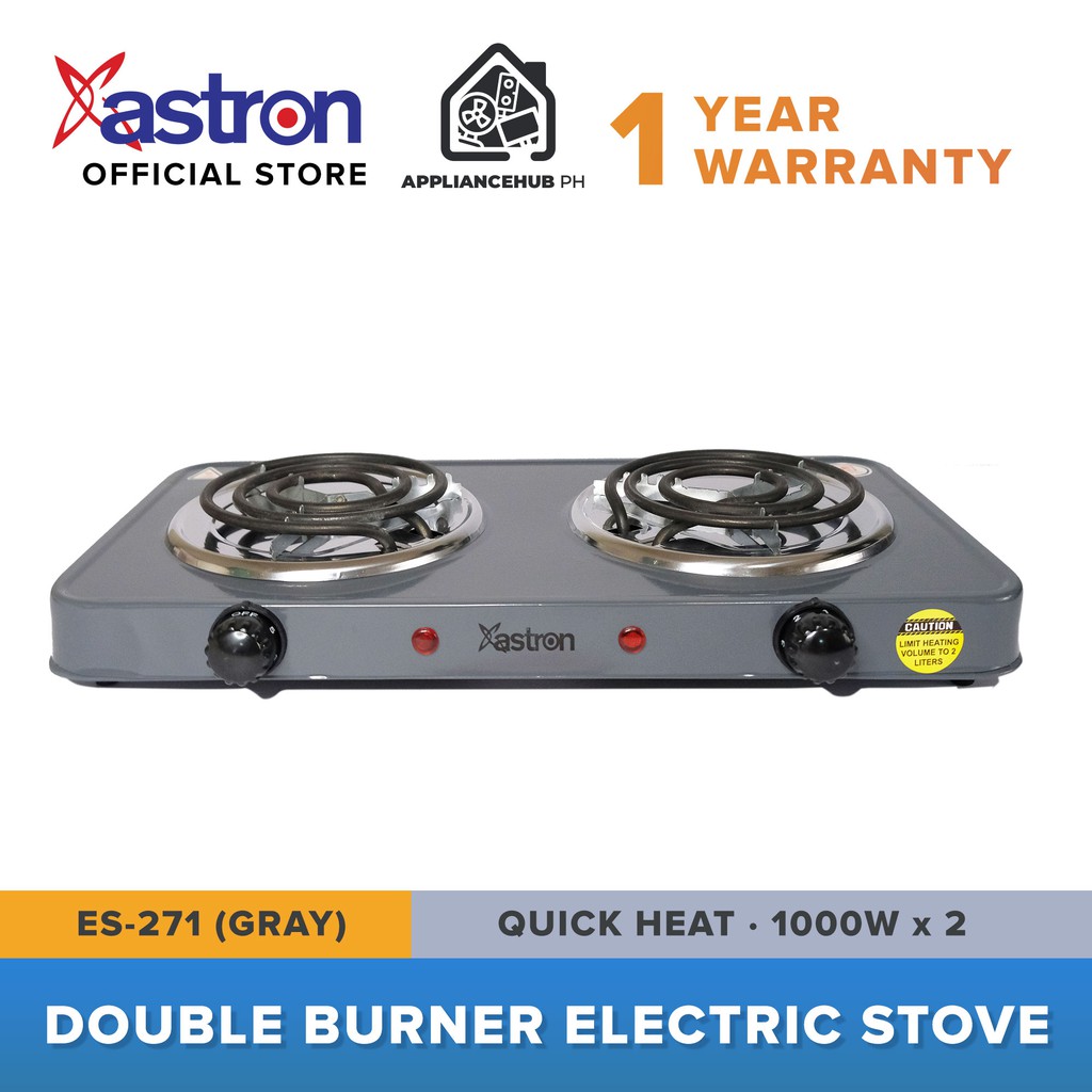 Astron ES271 Double Burner Portable Electric Stove (Gray) (1000W x 2