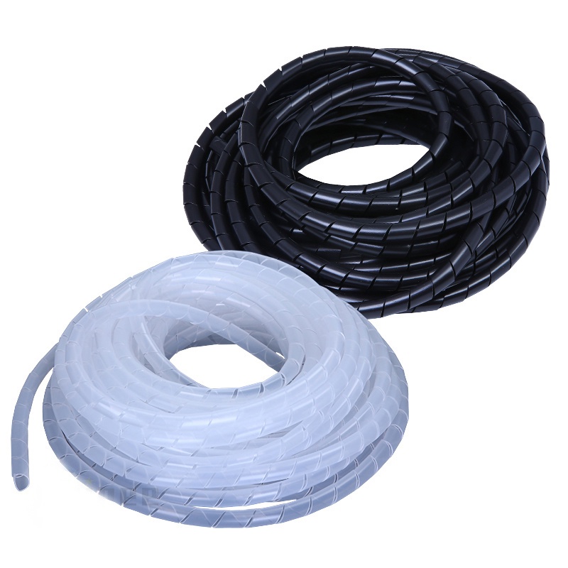 Cable Sleeve Winding Pipe Spiral Wrapping Transparent/Black Wire