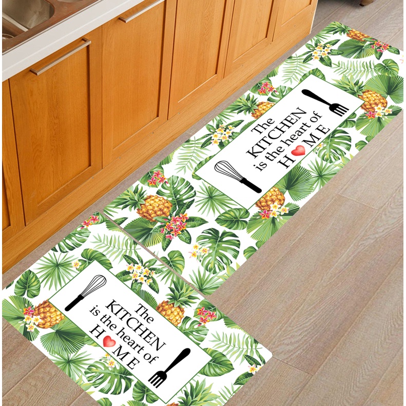 Green Leaves Kitchen Rugs Non Skid Kitchen Runner Rug Machine Washable Kitchen Floor Mat Easy to