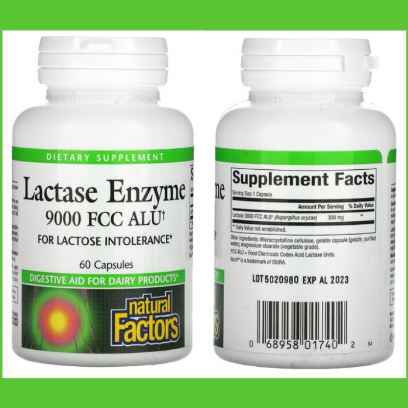 ON HAND, Natural Factors, Lactase Enzyme, 9,000 FCC ALU, 60 Capsules, Expiry June 2024 Shopee