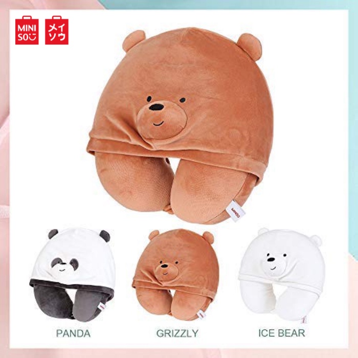 Miniso We Bare Bears Ushaped Pillow with Hood Shopee Philippines