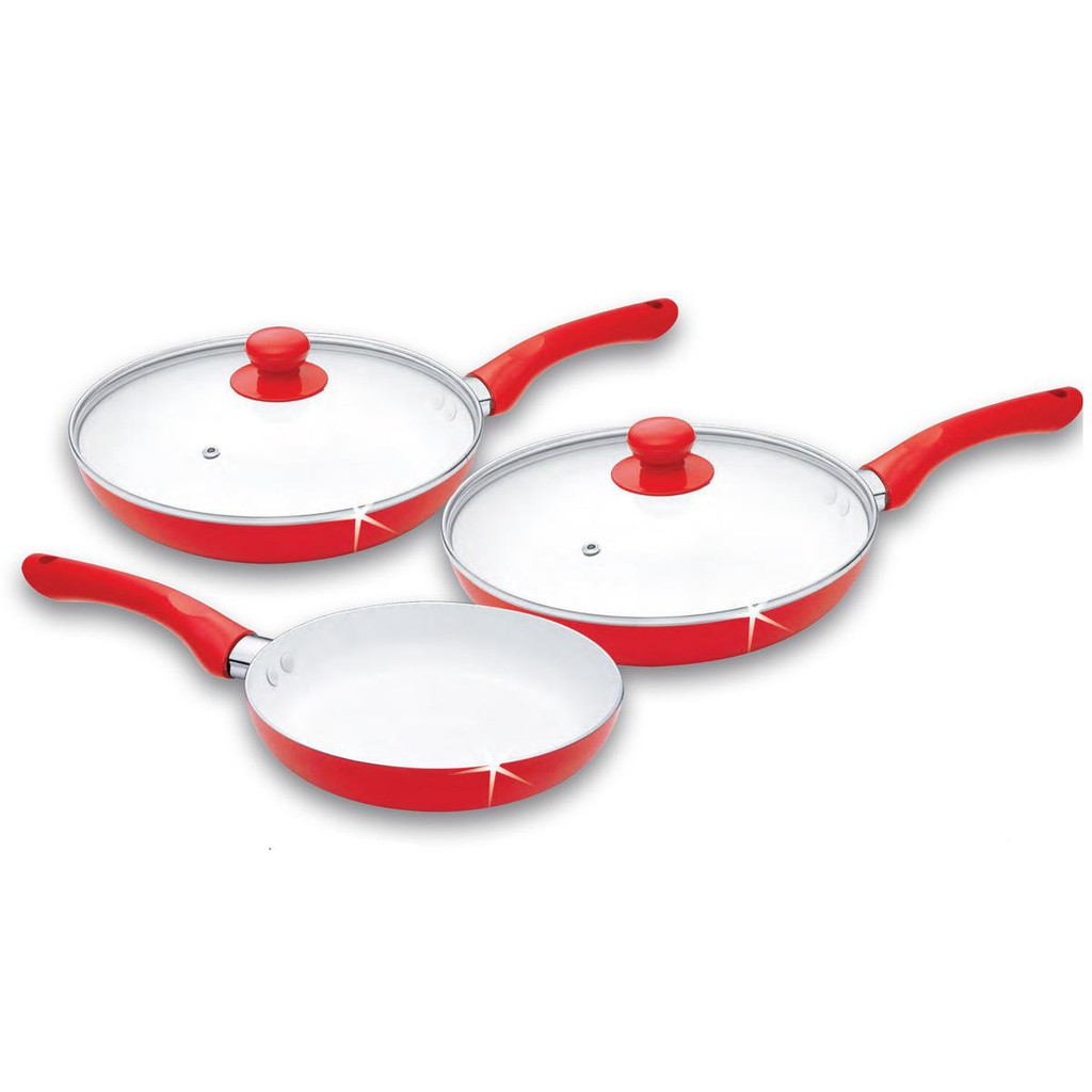5 Piece Ceramic Pan Set (RED) Shopee Philippines