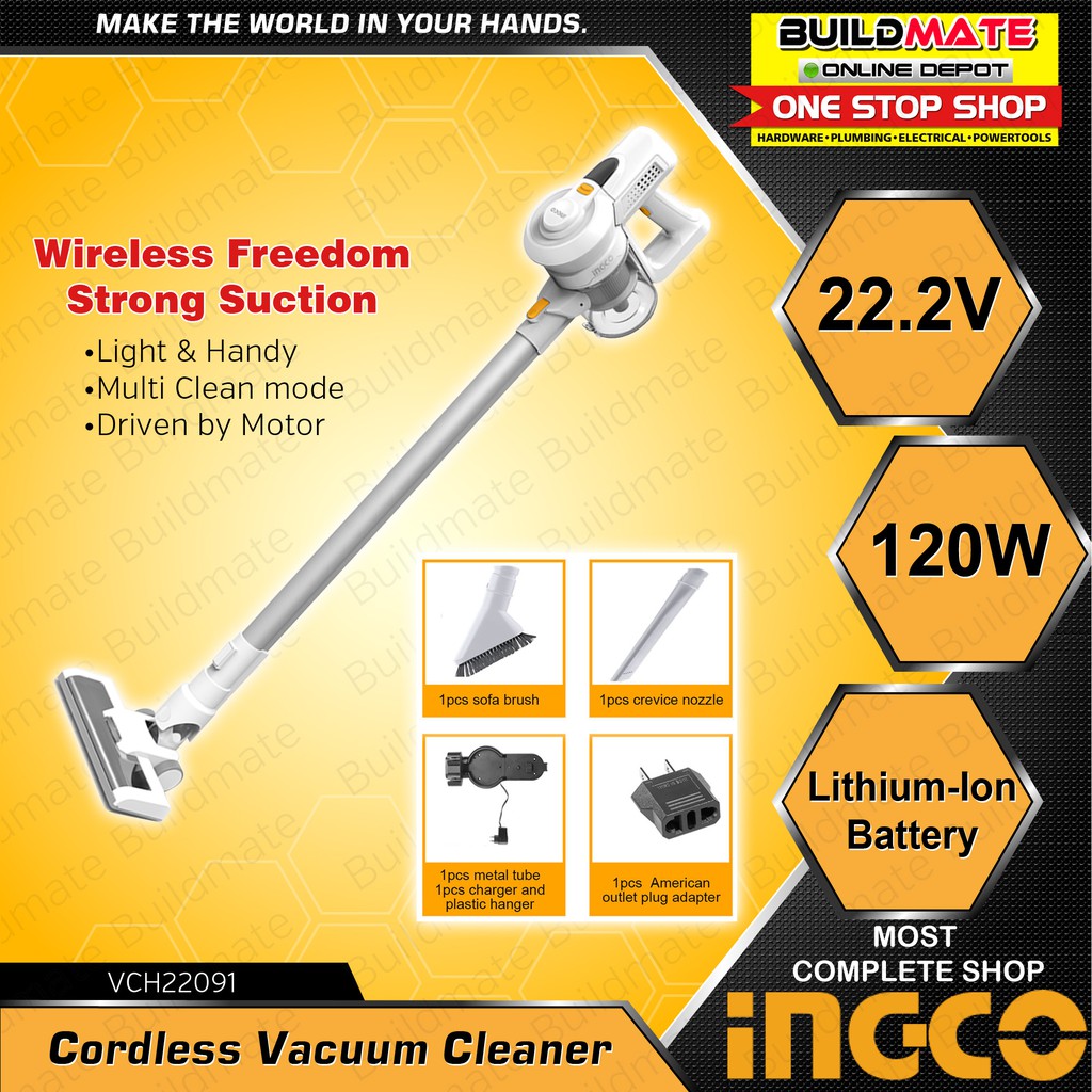 Ingco cordless stick vacuum cleaner 22.2v vch22091 •buildmate• ipt
