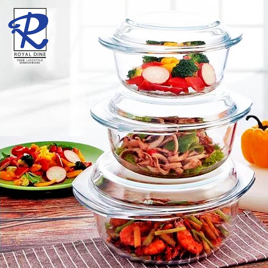 Lancaster 1L Glass Casserole with Lid Microwave & Oven Safe Serving