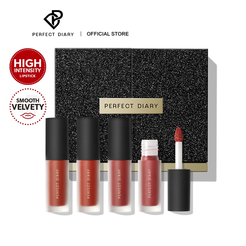 Perfect Diary Glamour Select Velvet Liquid Lipstick Set Crueltyfree (4