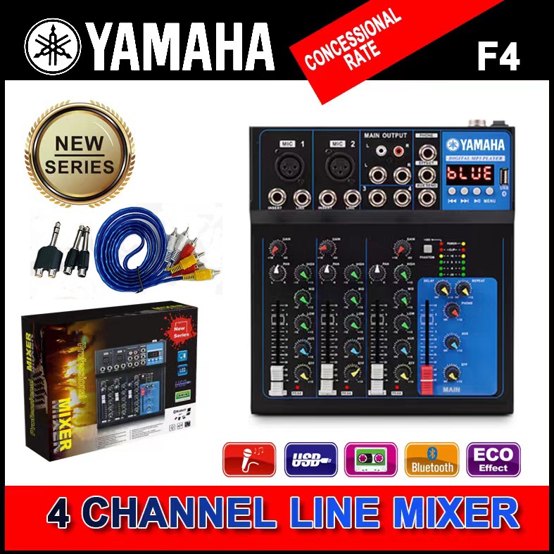 YAMAHA Mixer F4 4channels Bluetooth Echo/Effect USB Mp3 Player Shopee