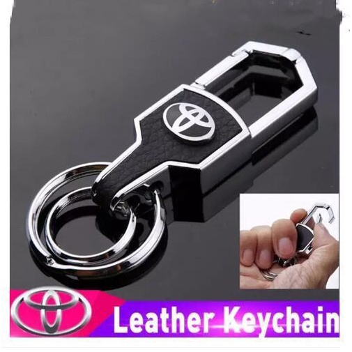 Toyota High Quality Leather Keychain Brushed Car Logo Keychain Men's Waist Metal Pendant Fashion