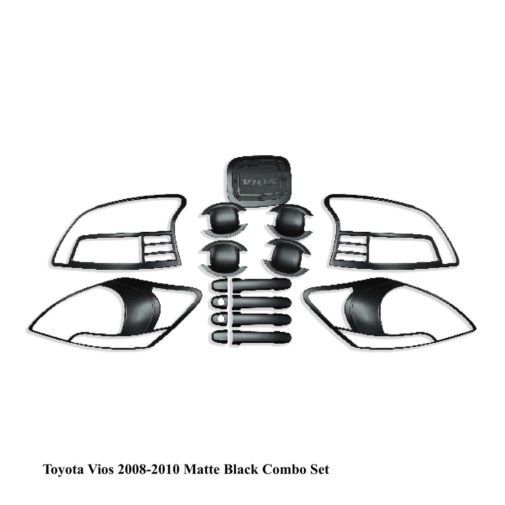 Matte Black Garnish Combo Set for Toyota Vios 2008 2009 2010 (Headlight