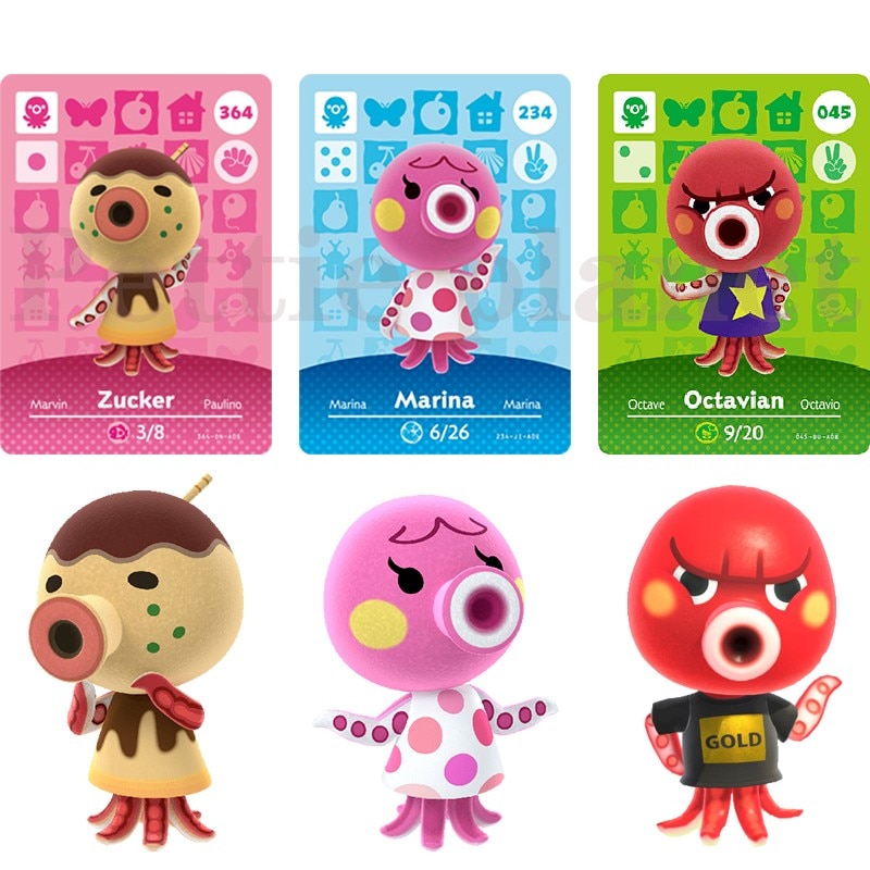 Octopus Animal Crossing Amiibo Card New Horizons Game Cards Series