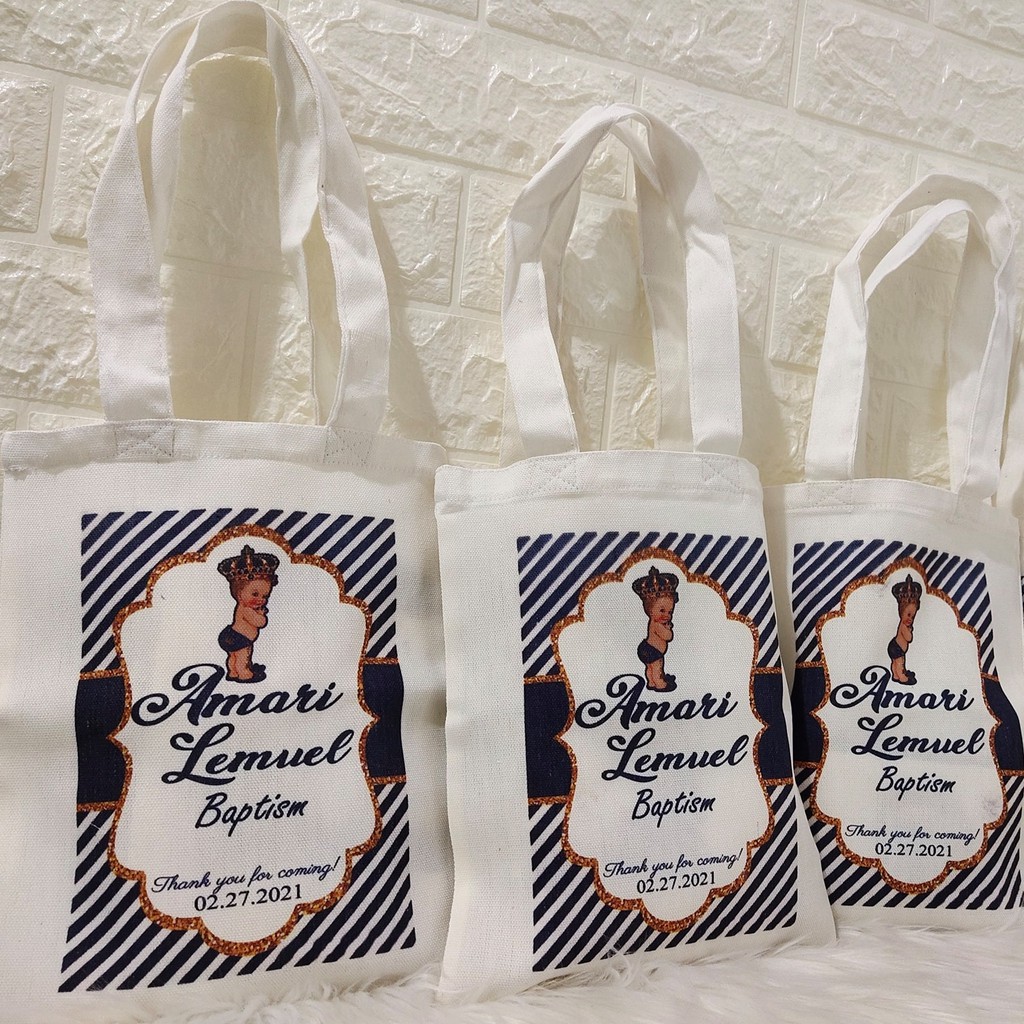 Baptismal Birthday Souvenirs Personalized Tote Bag FLAT High Quality