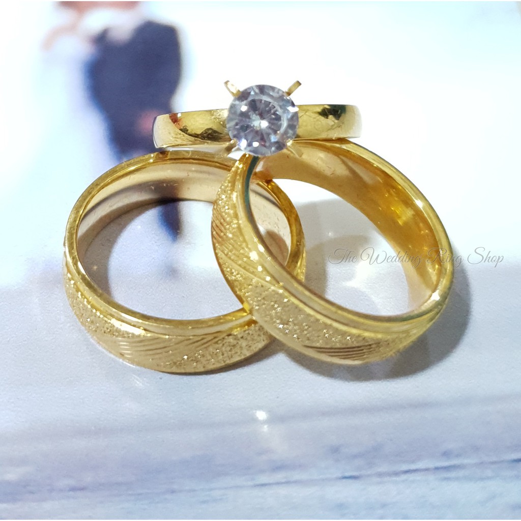 Wedding Ring Gold Set 001 With Engrave Shopee Philippines