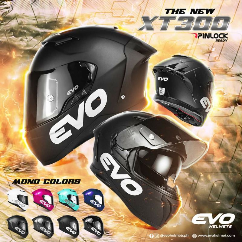 Evo XT300 Mono Colors Full Face Dual Visor Helmet Shopee Philippines
