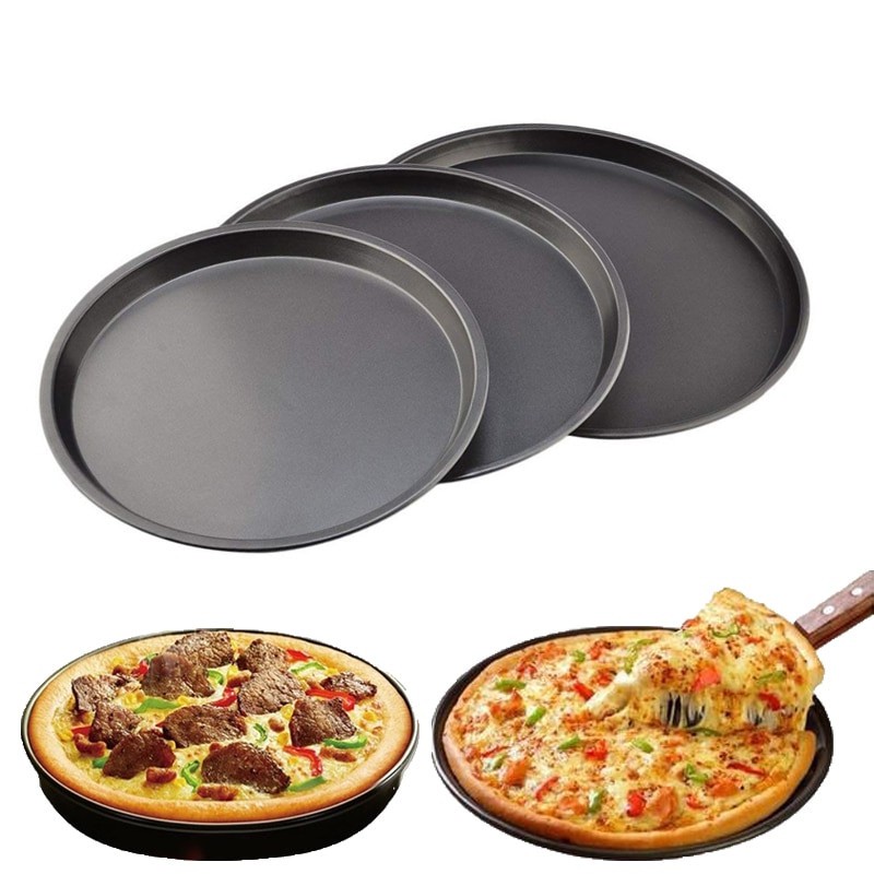 10 11 12 14 inches Round Pizza Pan Carbon Steel Dish Tray Steel Non