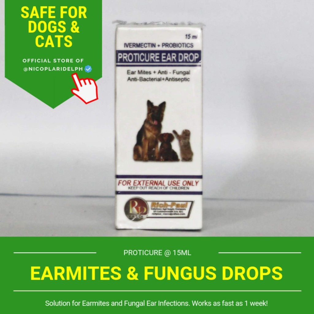 Proticure Anti Ear Mites and Anti Fungal Antibiotic Ear Drops for Dogs