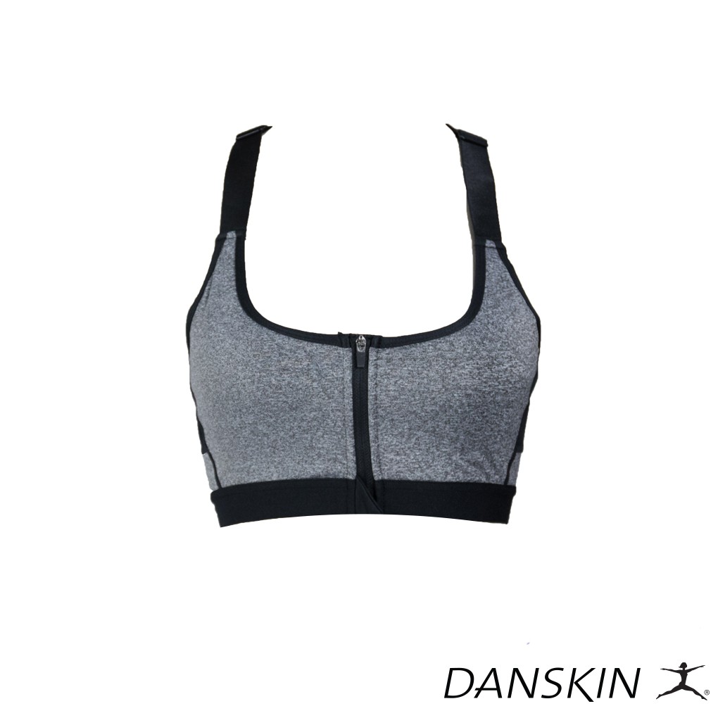 Danskin Medium Impact Front Zip Sports Bra w/ Adjustable Straps Gym