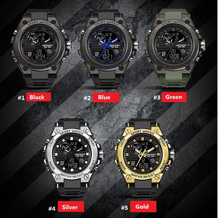 SANDA Sport Men Watch Luxury Military LED Digital Quartz Watches