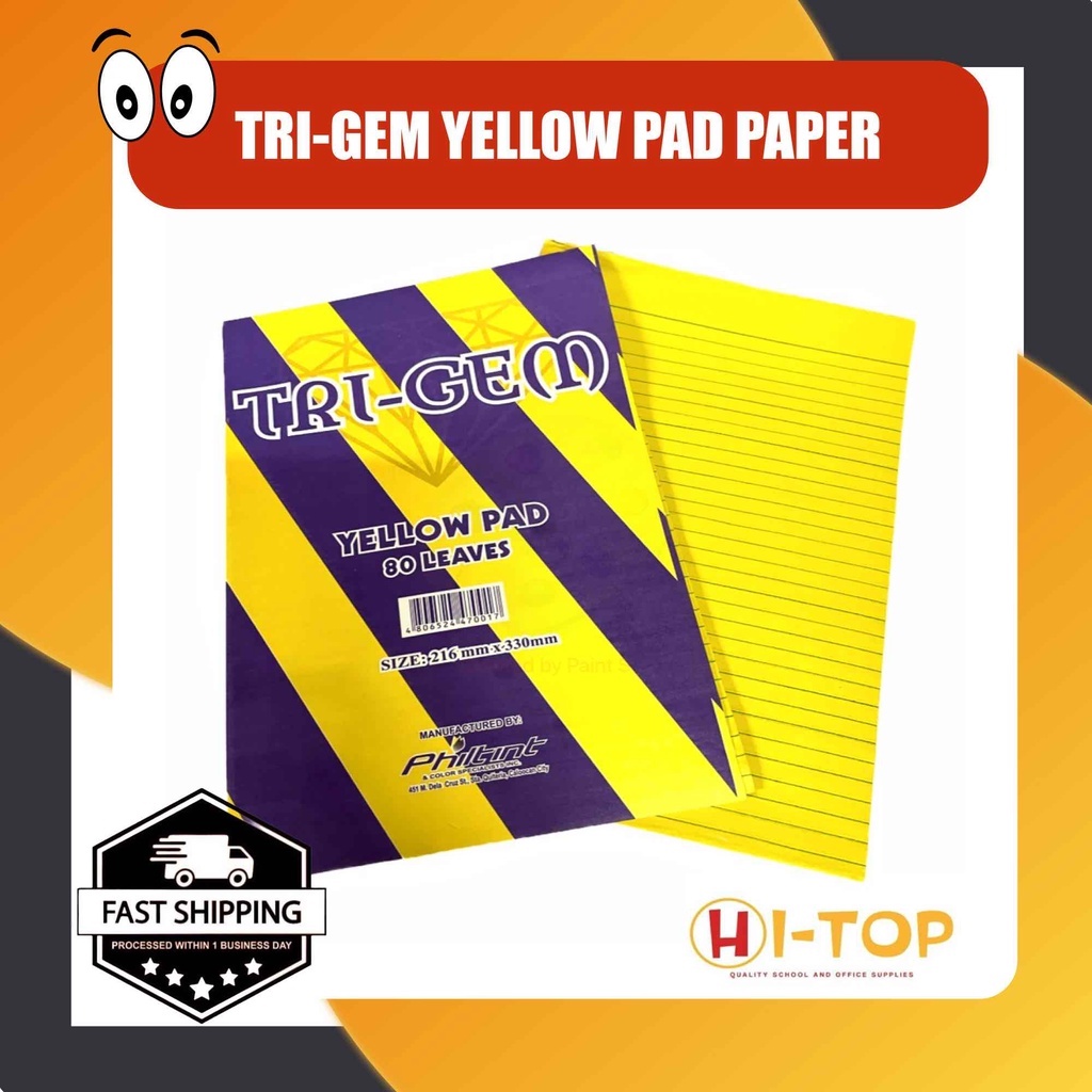 Yellow Pad Paper Trigem l 80 Leaves l Sold per 5 pads or 10 pads Book