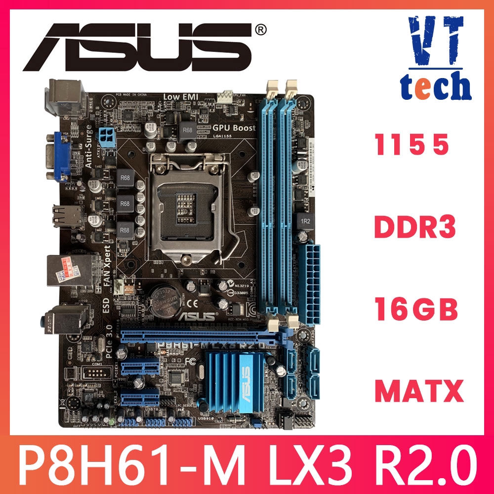 Asus P8H61M LX3 R2.0 Desktop Motherboard H61 Socket LGA 1155 i3 i5 i7
