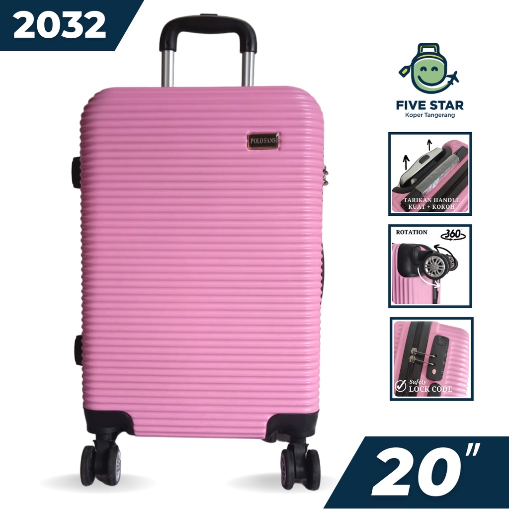 Suitcase 20 Inch Polo Fans Type 2032 Size 20 Inch Pink Travel Suitcase