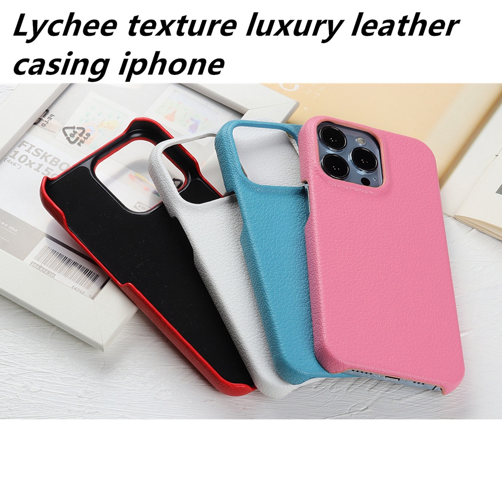 sky blue litchi leather pattern phone case for iPhone XS13 pro max 12 11 XR skin feel luxury