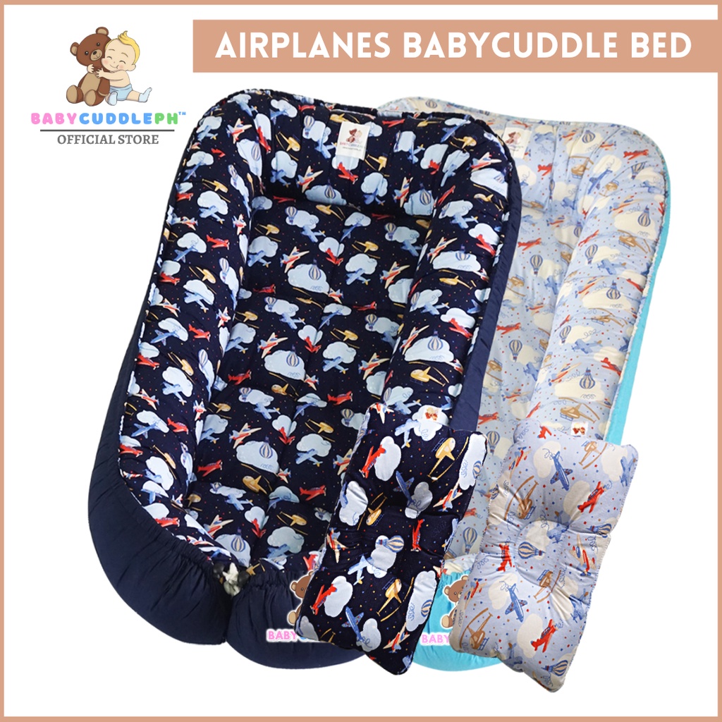 Airplanes Design Babycuddleph Bed and Head Pillow/Baby nest/ Travel Bed