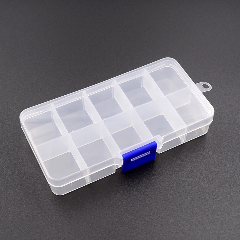 10 Grids Adjustable Transparent Plastic Storage Box for Small Component