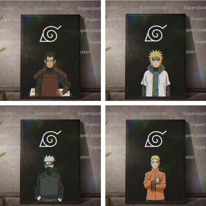 Naruto Shippuden Wall art Canvas Painting Seven Hokage Retro Style