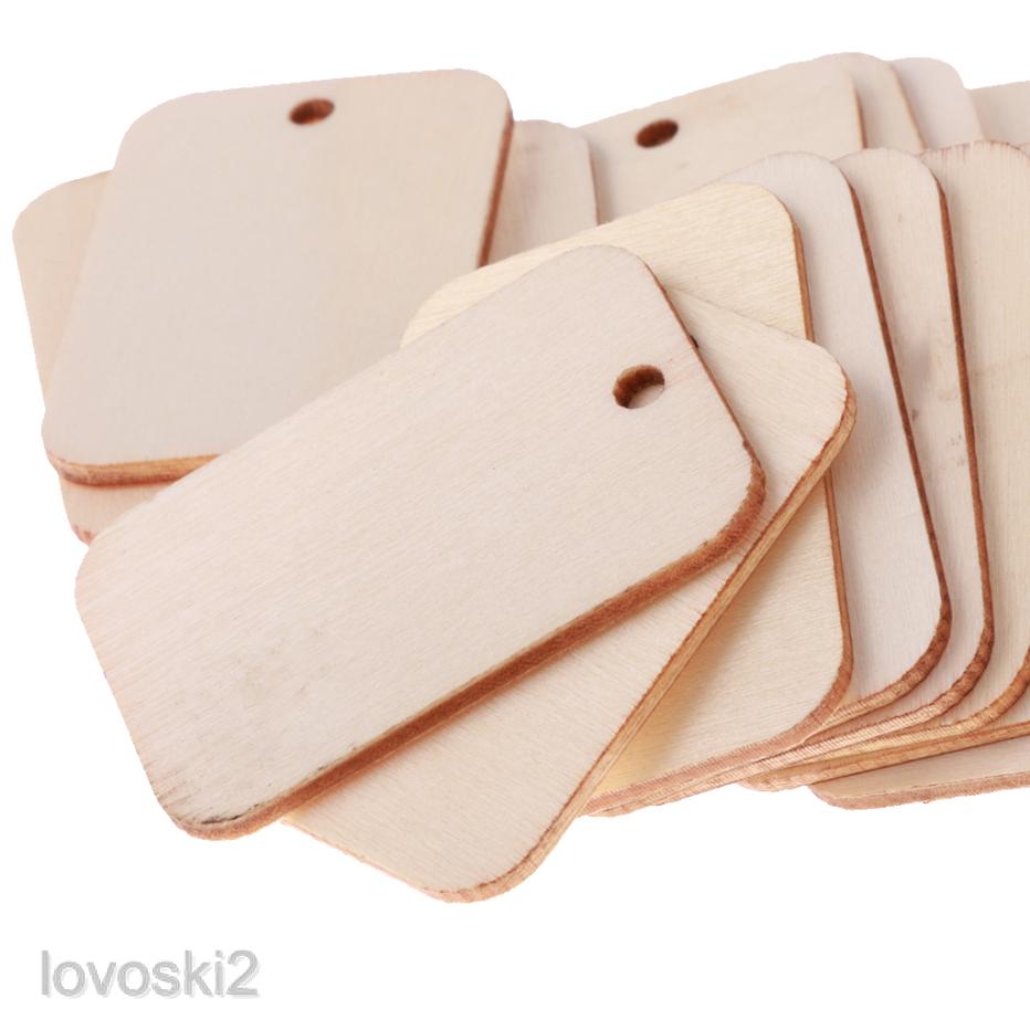 25 Wooden Label Unfinished Rectangle Blank Wood Gift Tags for Wedding