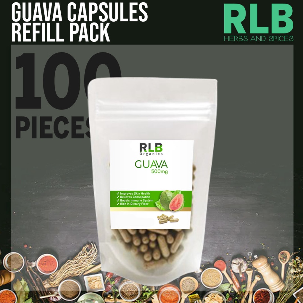 Pure Organic Natural Guava Leaf Capsules Refill Pack (100, 60, 30