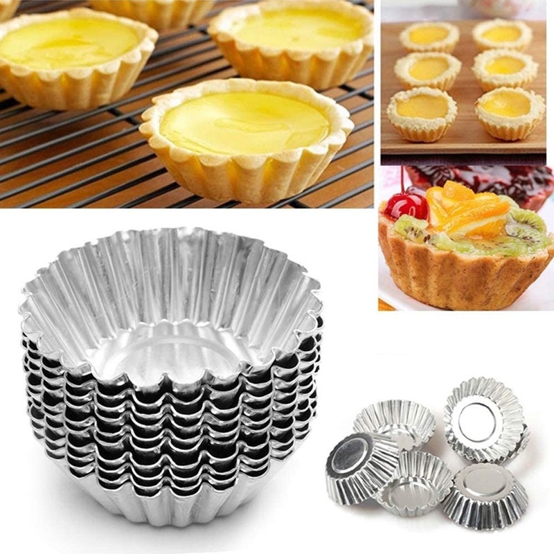 5pcs Diy Baking Tool Round Shape Thickened Egg Tart Mold Nonstick