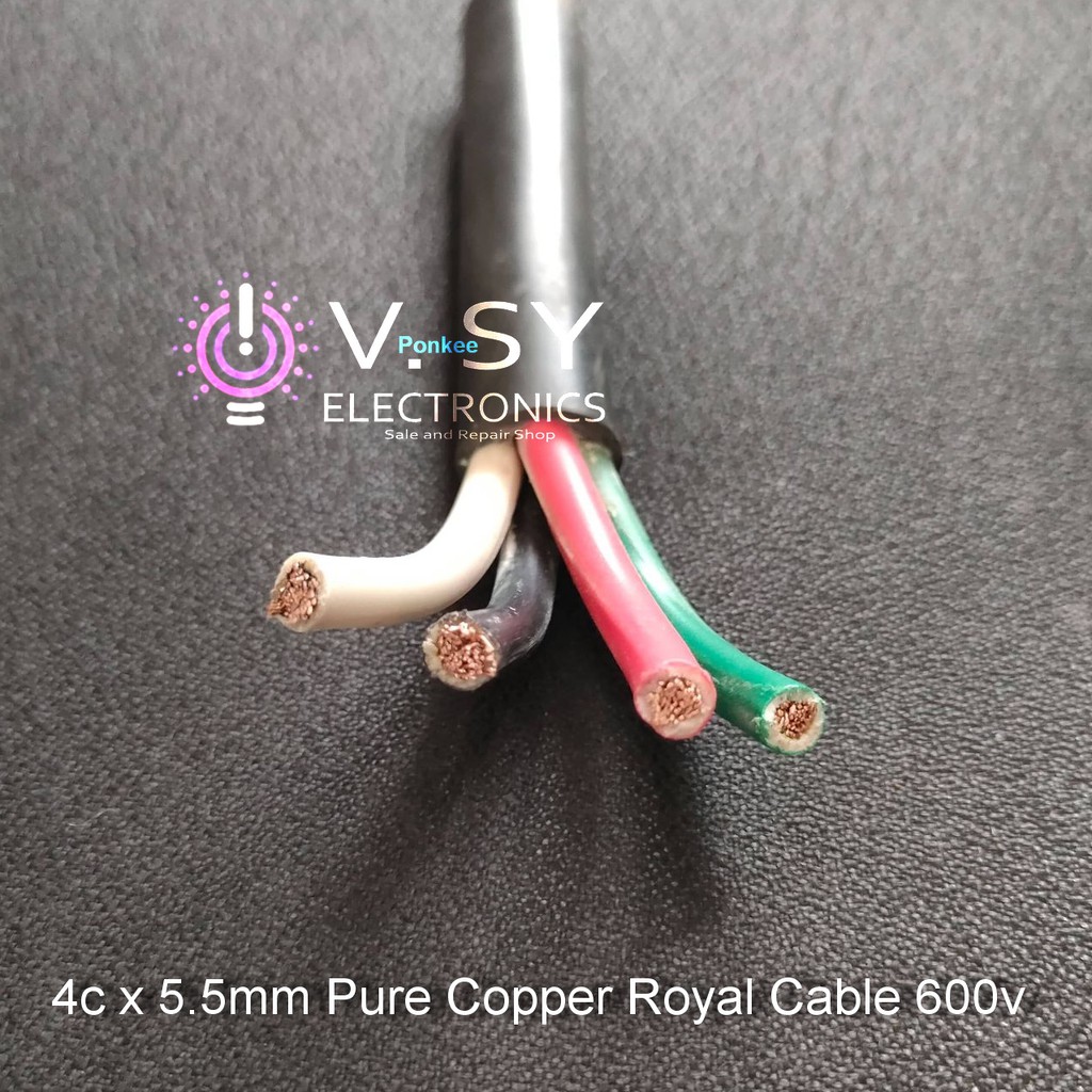 4c x 5.5mm / Gauge 10 / AWG10 4 Cores Royal Cable Cord Electrical Wire