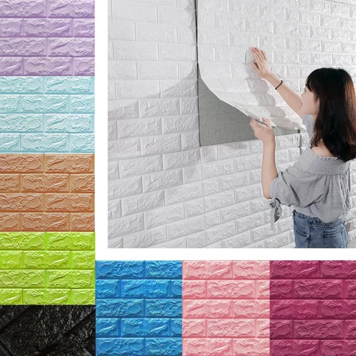 Big Size Wood Grain Wall Sticker PE Foam 3D Brick Stone Wallpaper